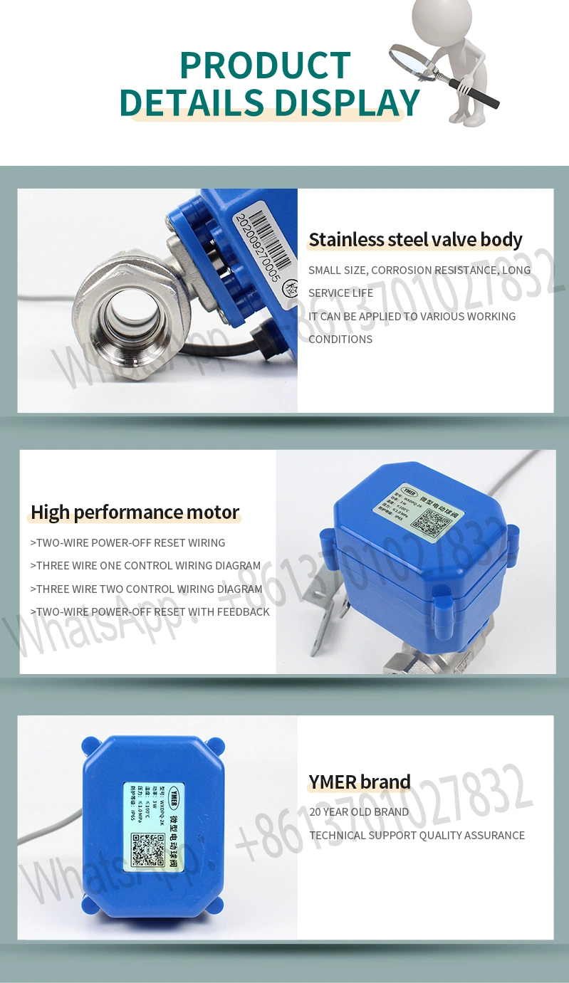 Normally Open Stainless Steel Mini Electric Ball Valve for Industrial Usage